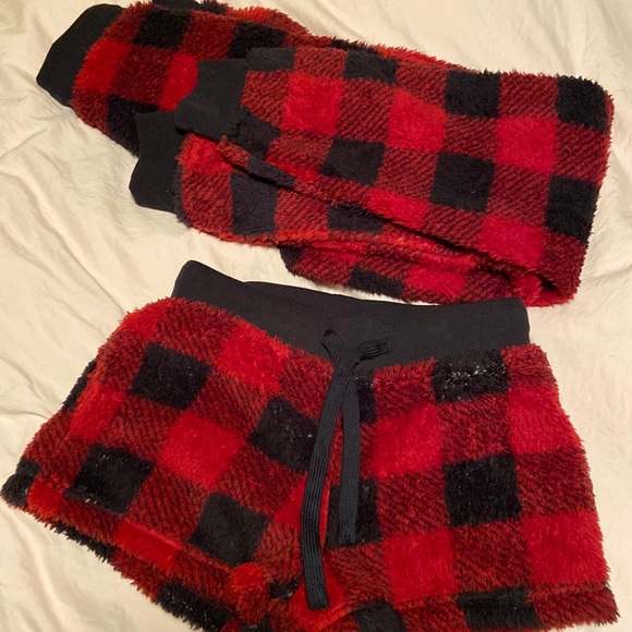 Cali 1850 Buffalo Plaid Fleece Lounge Pants & Shorts - Picture 1 of 5